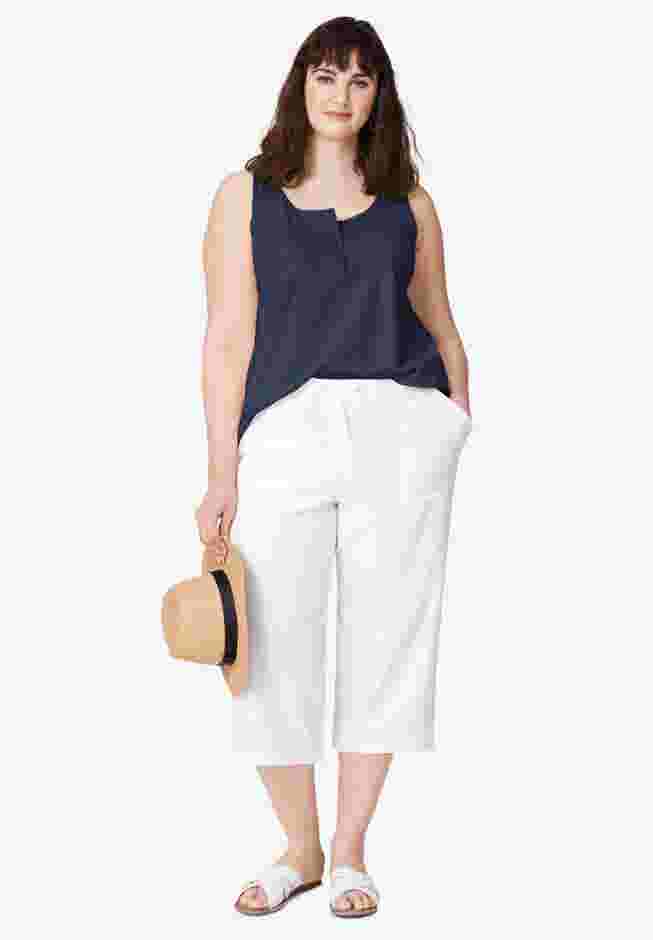 Linen-Blend Drawstring Capris image number 0