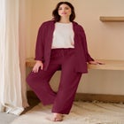 Linen-Blend Elastic Waist Drawstring Relaxed Pant image number null