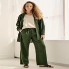 Linen-Blend Drawstring Elastic Waist Pants image number null