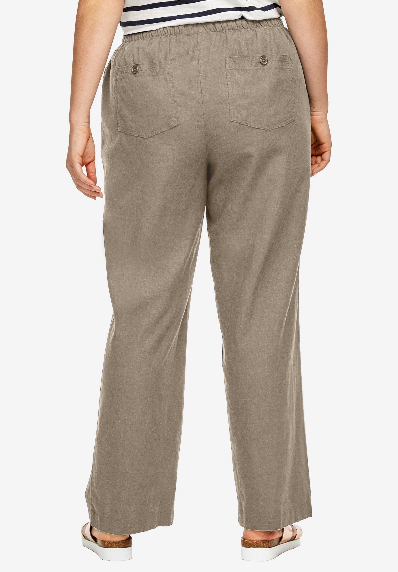 Linen-Blend Drawstring Pants image number 1