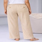Linen-Blend Drawstring Elastic Waist Pants image number null