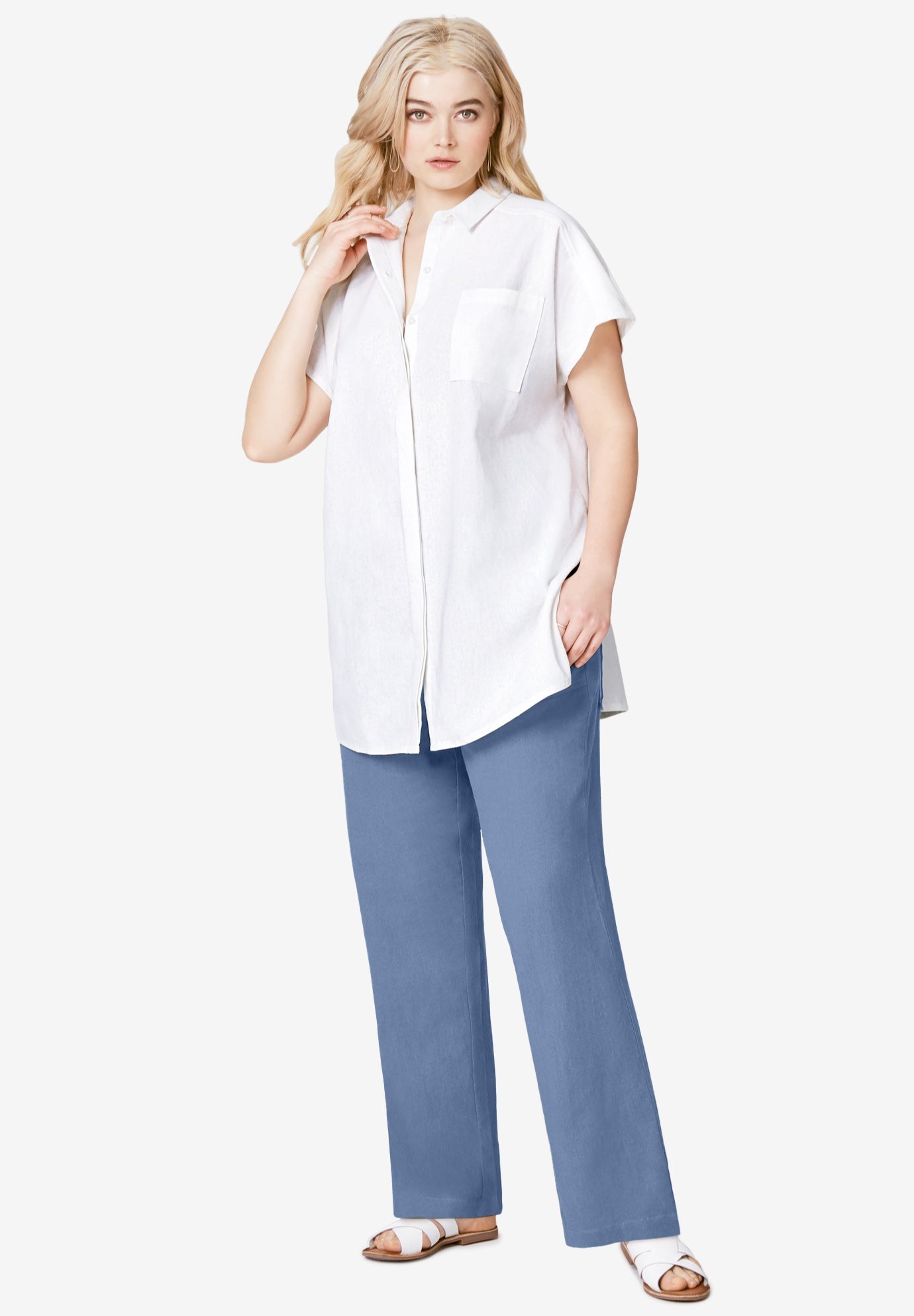 Linen-Blend Drawstring Pants image number 0