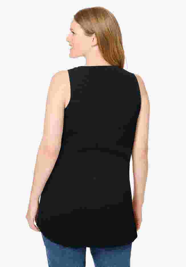 Sleeveless Pintuck Gauze Shirt image number 1