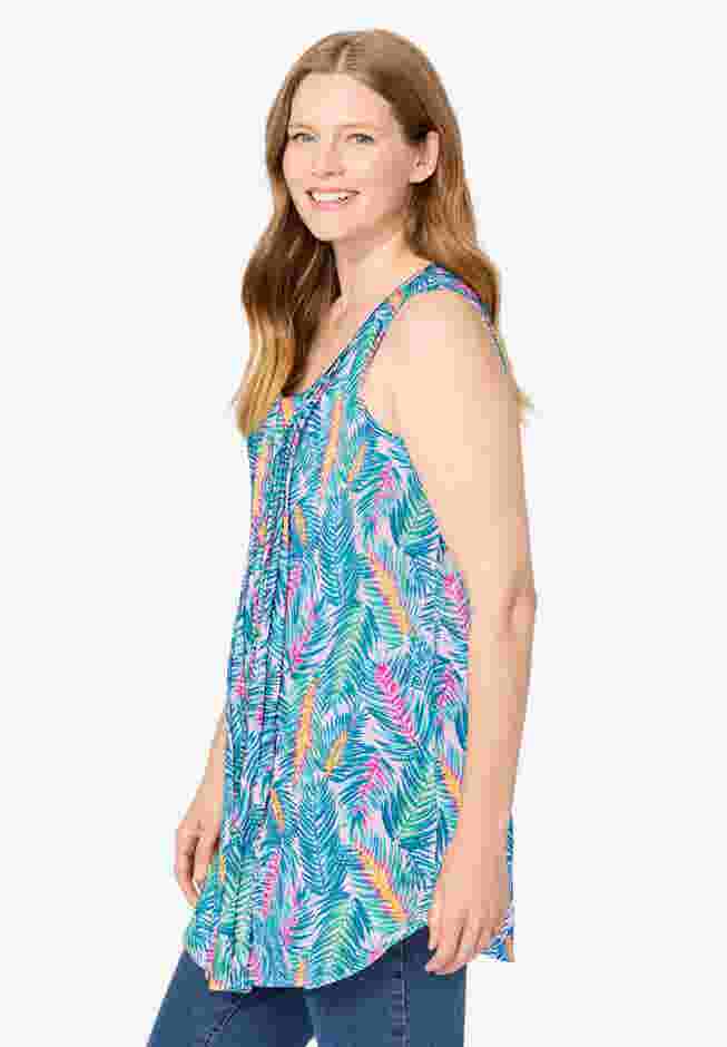 Sleeveless Pintuck Gauze Shirt image number 2