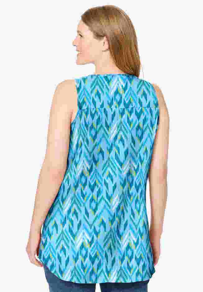 Sleeveless Pintuck Gauze Shirt image number 1