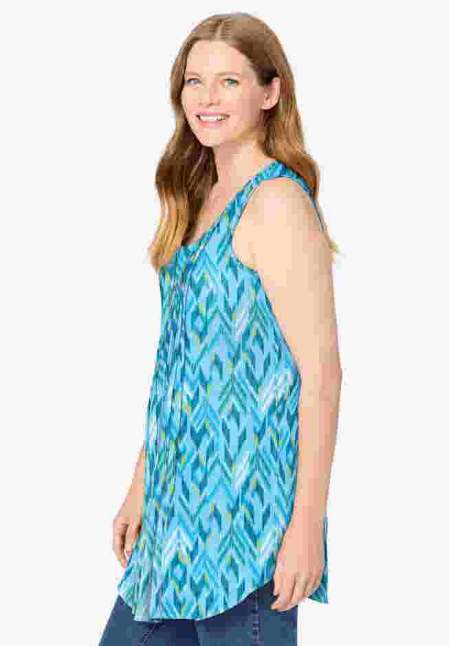 Sleeveless Pintuck Gauze Shirt image number 2
