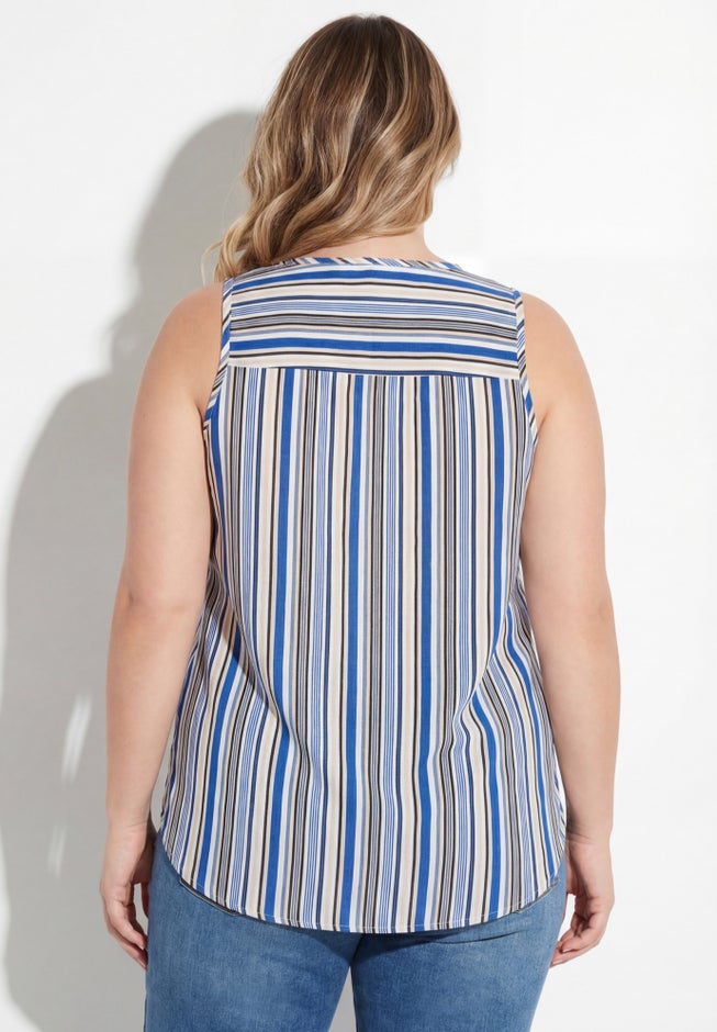 Sleeveless Pintuck Gauze Shirt image number 1