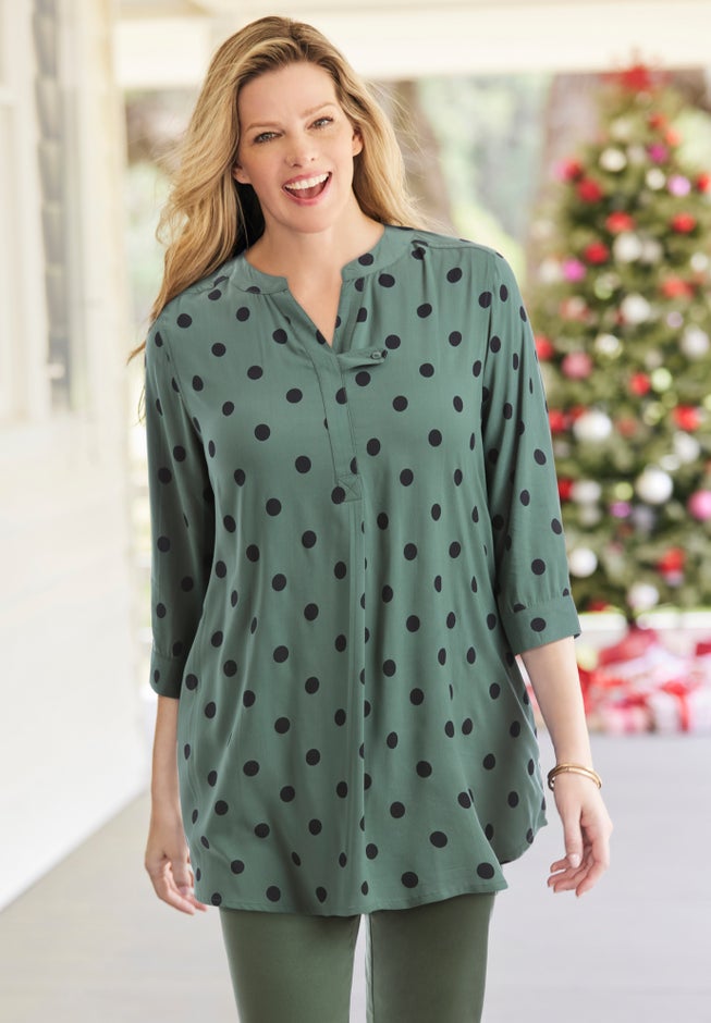 Rayon 7-Day Three-Quarter Sleeve Tab-Front Tunic image number 8