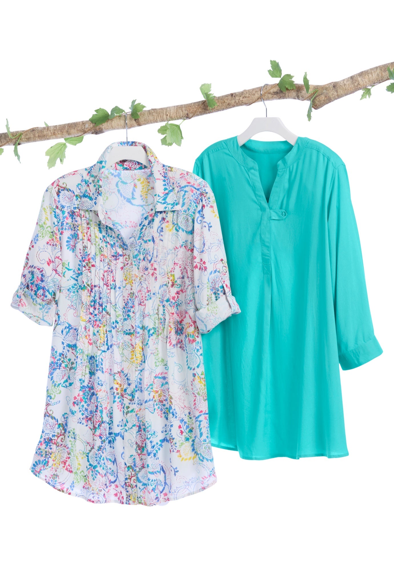 Rayon 7-Day Three-Quarter Sleeve Tab-Front Tunic image number 3