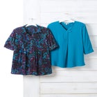 Rayon Three-Quarter Sleeve Effortless Tab-front Blouse image number 2