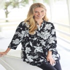 Rayon Three-Quarter Sleeve Effortless Tab-front Blouse image number null