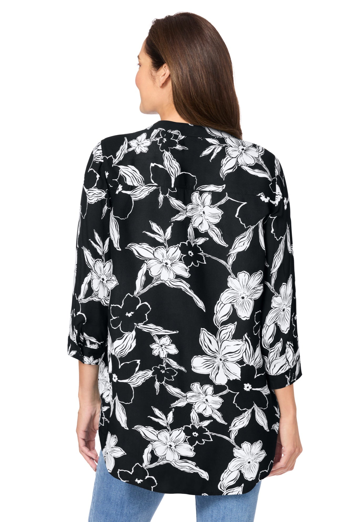 Rayon Three-Quarter Sleeve Effortless Tab-front Blouse image number 2