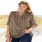 Rayon 7-Day Three-Quarter Sleeve Tab-Front Tunic image number null