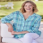 Rayon 7-Day Three-Quarter Sleeve Tab-Front Tunic image number null