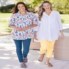 Rayon 7-Day Three-Quarter Sleeve Tab-Front Tunic image number null