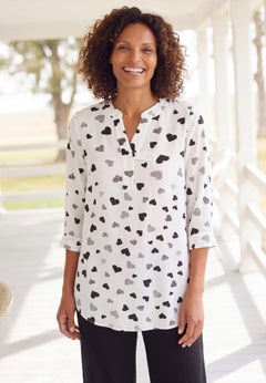 Rayon Three-Quarter Sleeve Effortless Tab-front Blouse