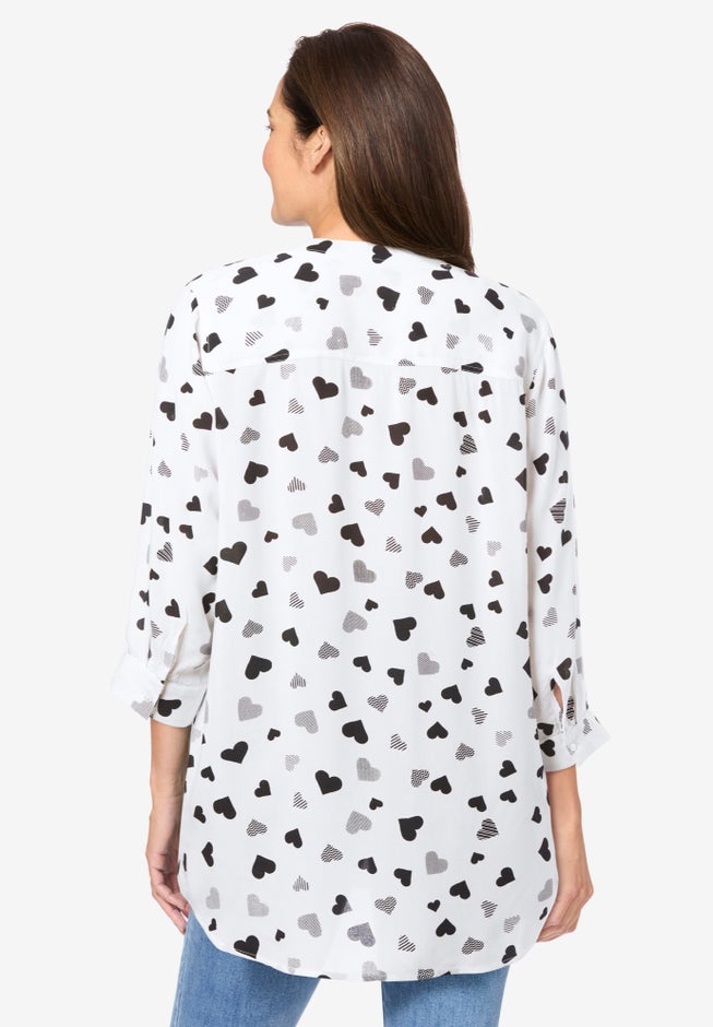 Rayon 7-Day Three-Quarter Sleeve Tab-Front Tunic image number 1