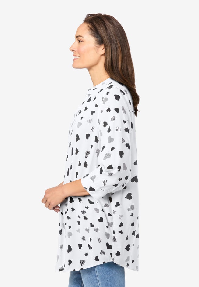 Rayon 7-Day Three-Quarter Sleeve Tab-Front Tunic image number 2