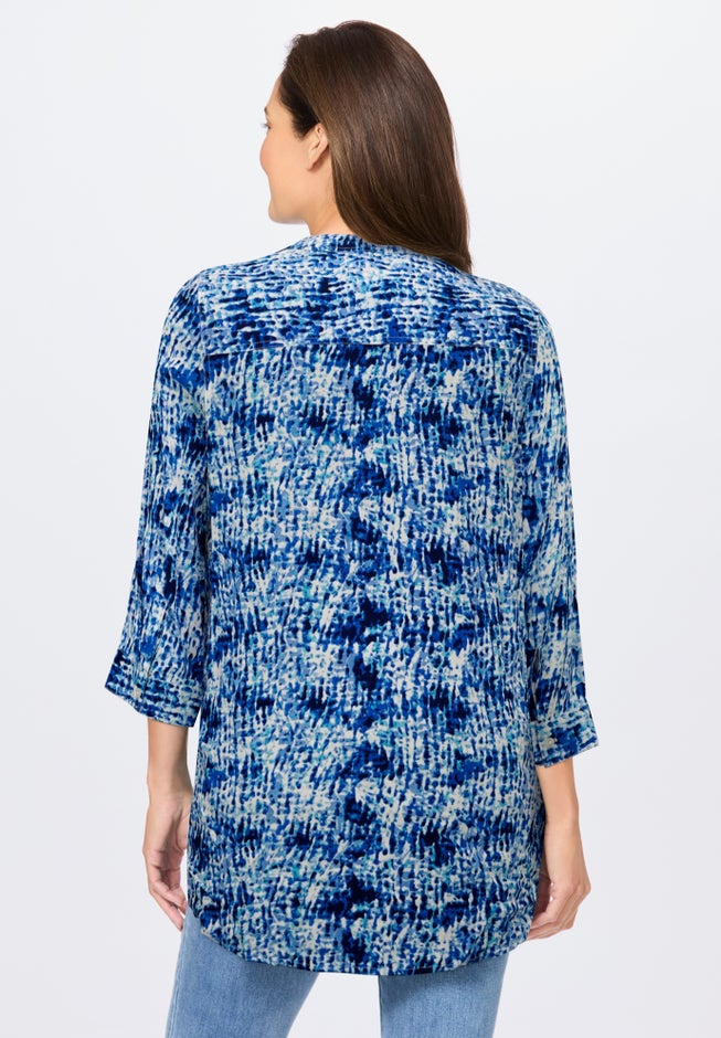 Rayon 7-Day Three-Quarter Sleeve Tab-Front Tunic image number 1