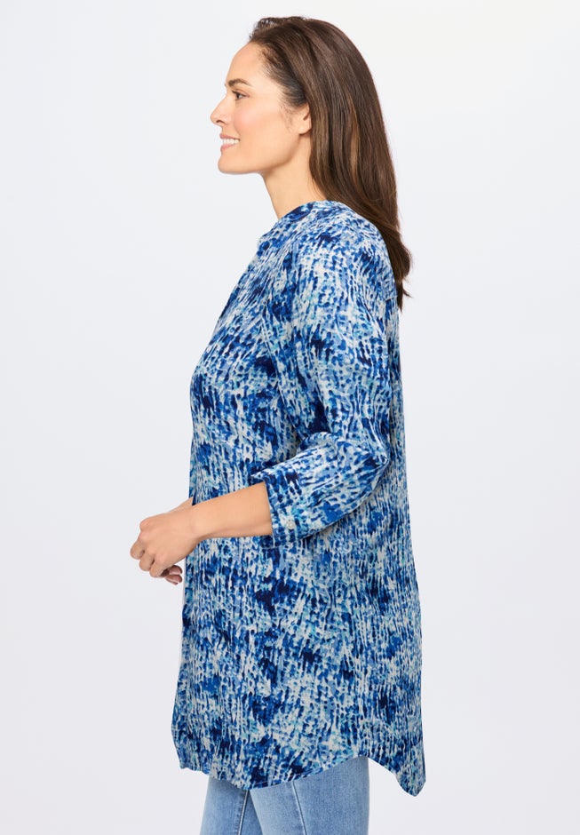 Rayon 7-Day Three-Quarter Sleeve Tab-Front Tunic image number 2