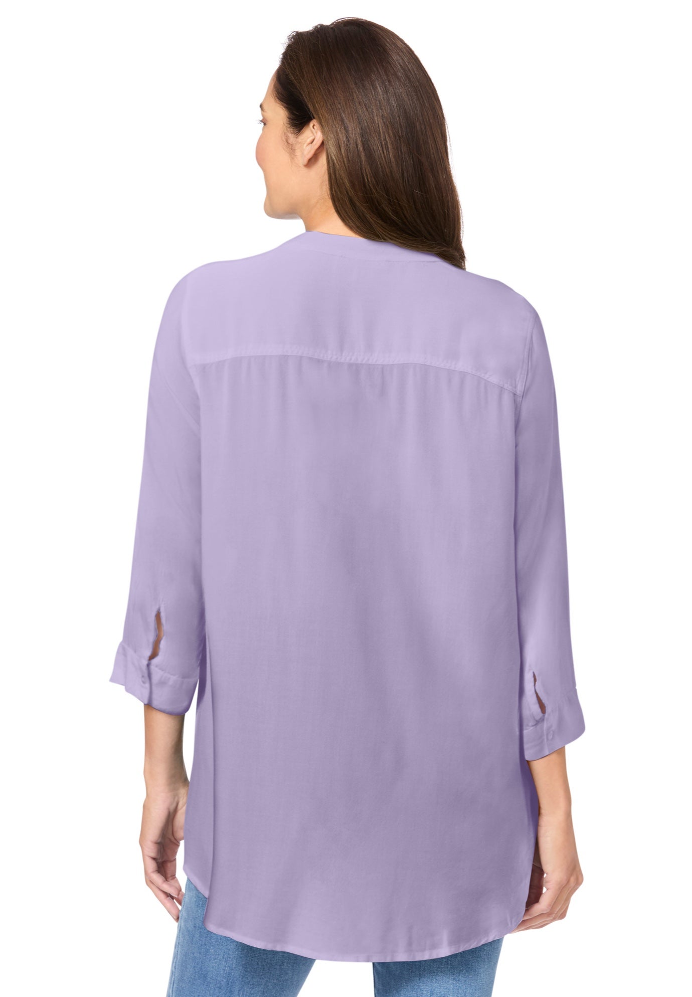 Rayon Three-Quarter Sleeve Effortless Tab-front Blouse image number 1