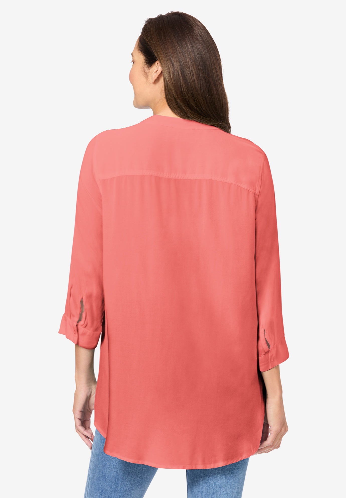 Rayon Three-Quarter Sleeve Effortless Tab-front Blouse image number 1