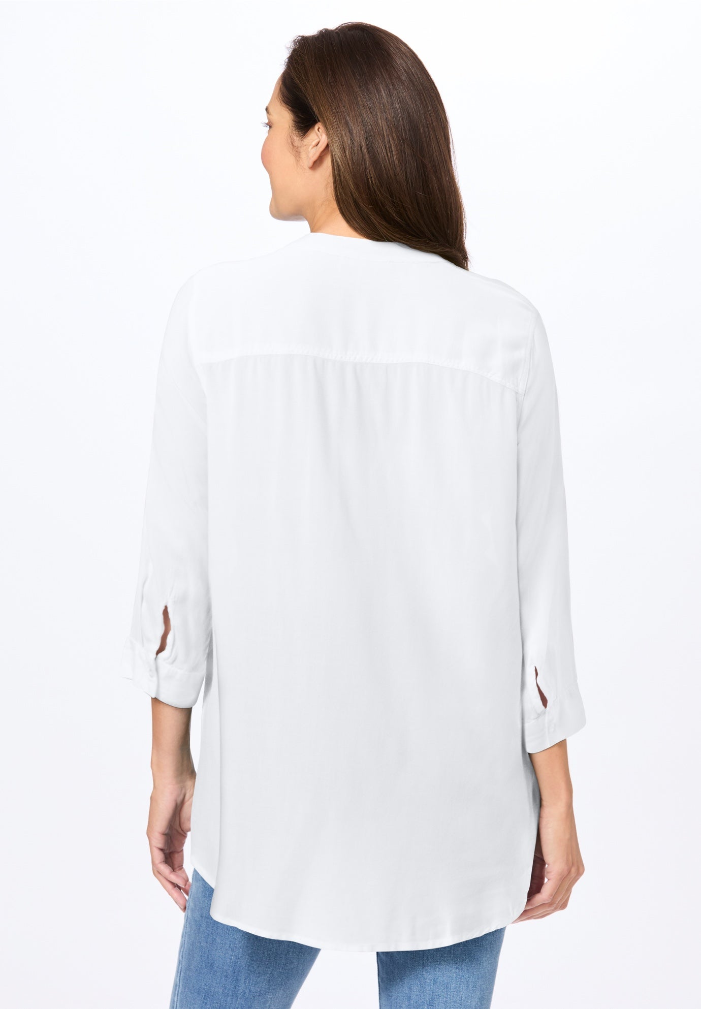 Rayon 7-Day Three-Quarter Sleeve Tab-Front Tunic image number 1