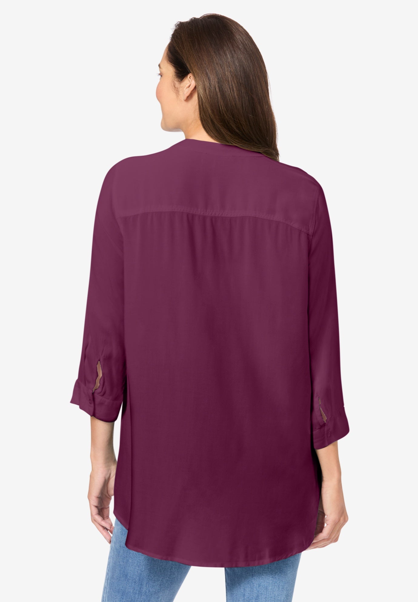 Rayon 7-Day Three-Quarter Sleeve Tab-Front Tunic image number 1