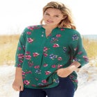 Rayon Three-Quarter Sleeve Effortless Tab-front Blouse image number null