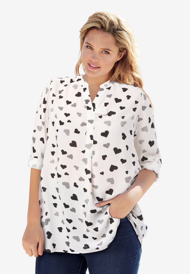 Rayon 7-Day Three-Quarter Sleeve Tab-Front Tunic image number 0