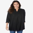 Rayon 7-Day Three-Quarter Sleeve Tab-Front Tunic image number null