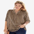 Rayon 7-Day Three-Quarter Sleeve Tab-Front Tunic image number null