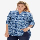 Rayon 7-Day Three-Quarter Sleeve Tab-Front Tunic image number null