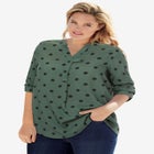 Rayon Three-Quarter Sleeve Effortless Tab-front Blouse image number null