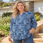 Rayon Three-Quarter Sleeve Effortless Tab-front Blouse image number null