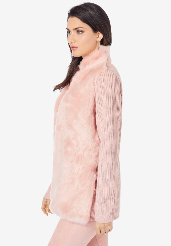 Faux Fur Cardigan Sweater image number 4