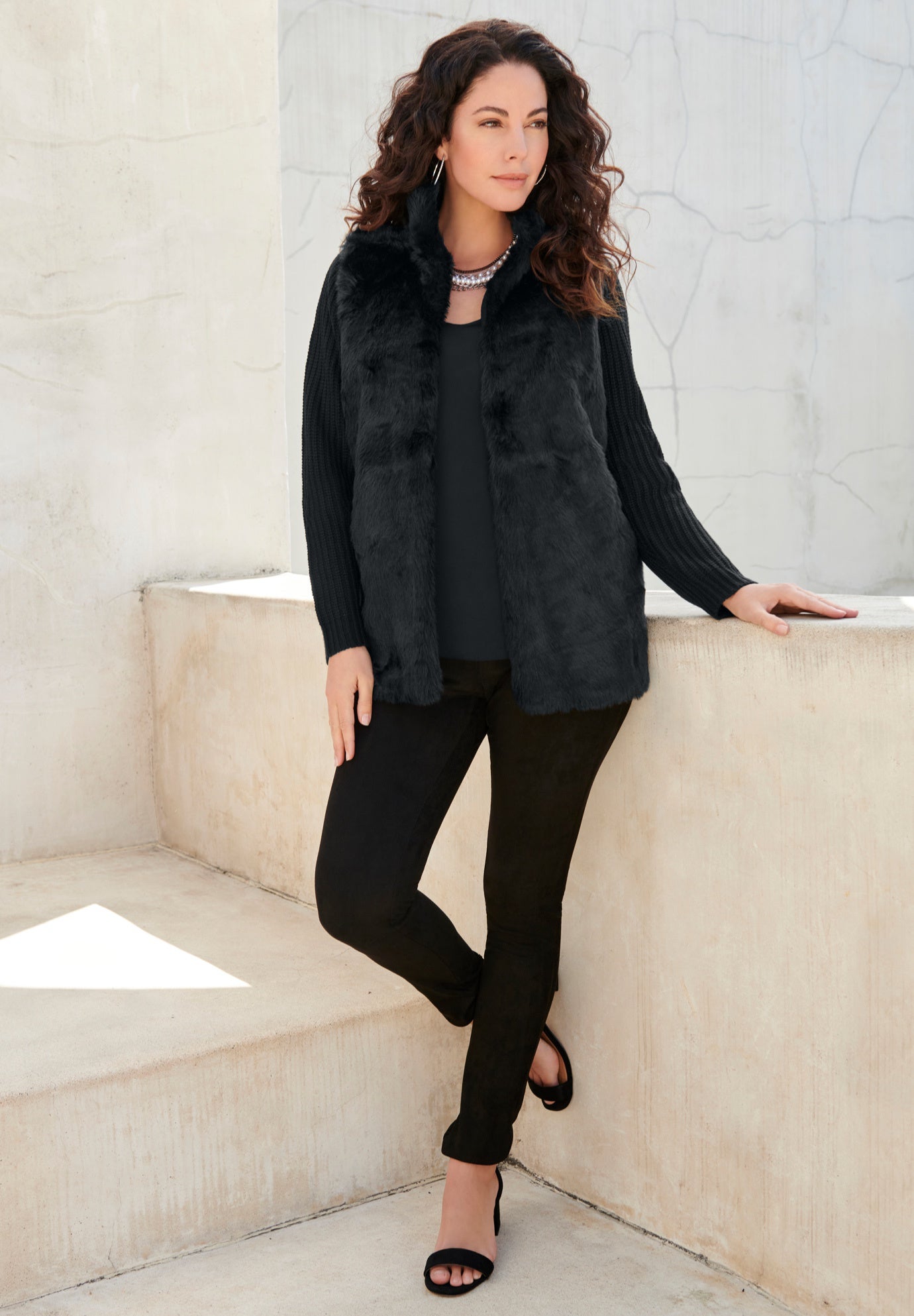 Faux Fur Cardigan Sweater image number 0