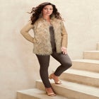 Faux Fur Cardigan Sweater image number null