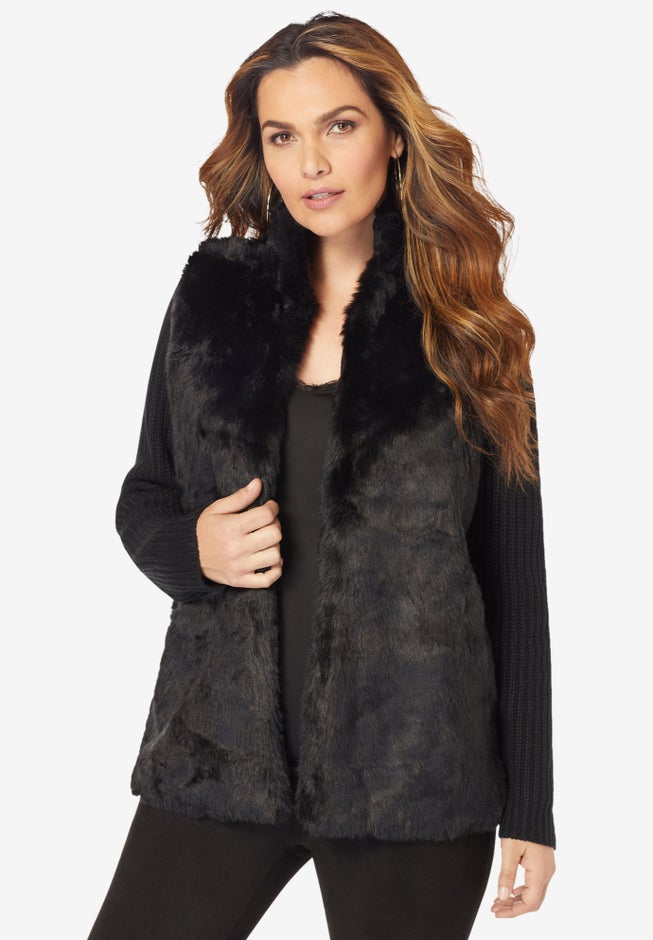Faux Fur Cardigan Sweater image number 1