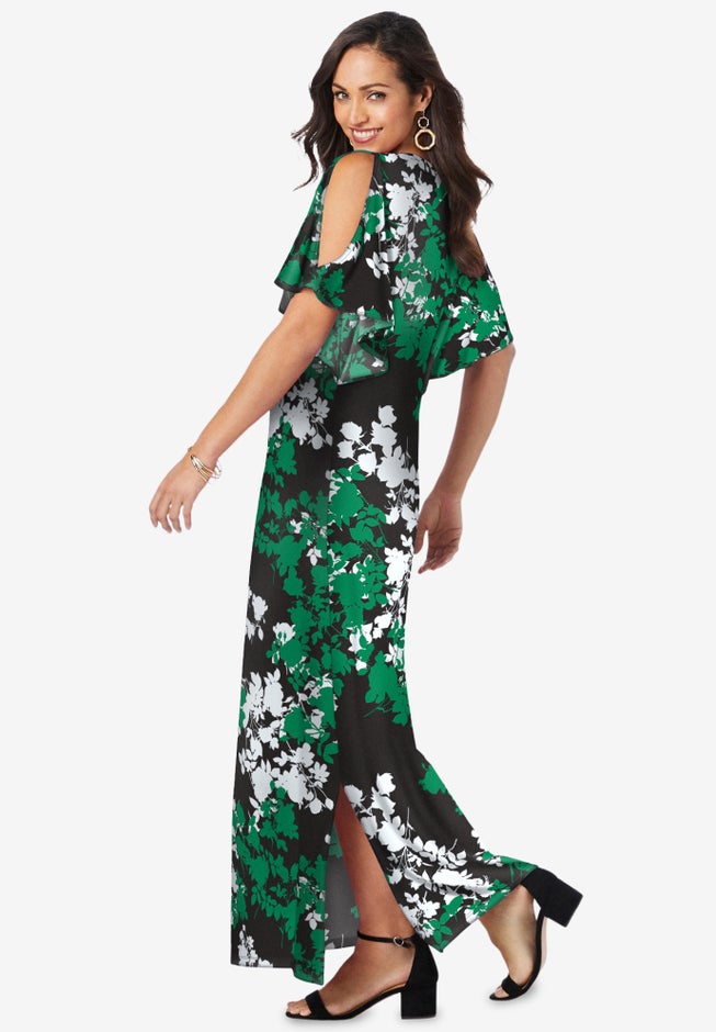 Stretch Knit Cold Shoulder Maxi Dress image number 2