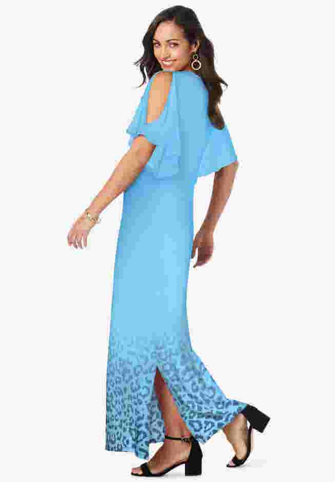 Stretch Knit Cold Shoulder Maxi Dress image number 2
