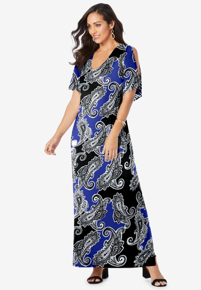 Stretch Knit Cold Shoulder Maxi Dress image number 0