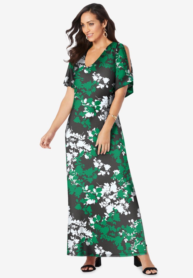 Stretch Knit Cold Shoulder Maxi Dress image number 0