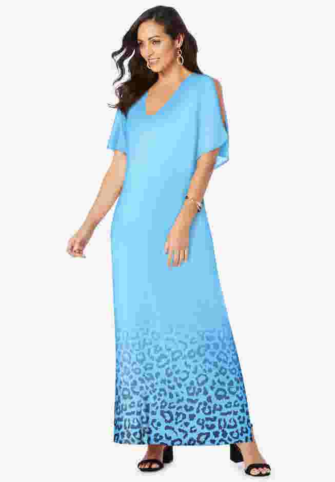 Stretch Knit Cold Shoulder Maxi Dress image number 0