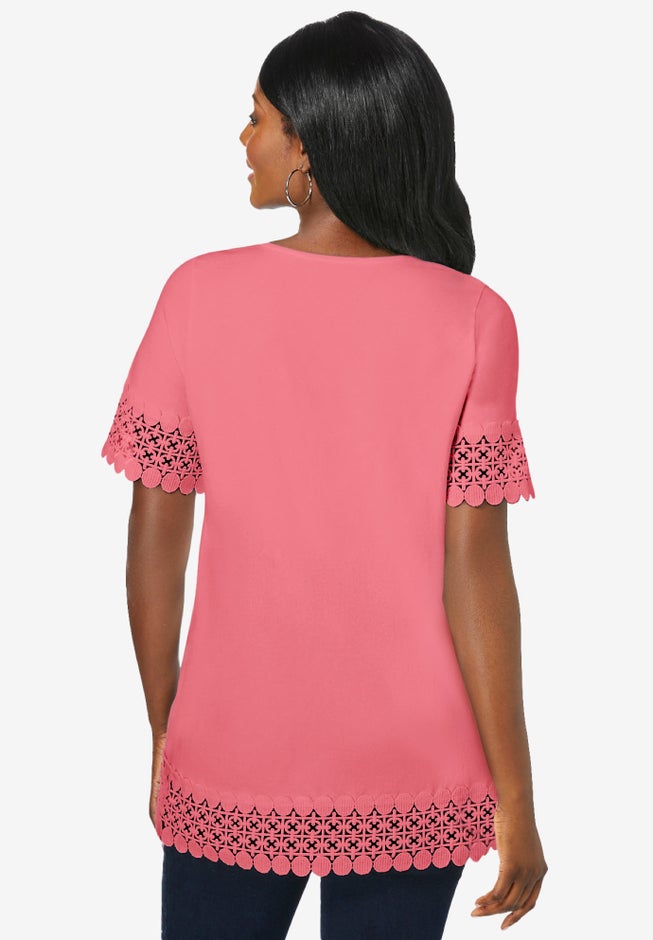 Stretch Cotton Crochet Trim Tunic image number 1