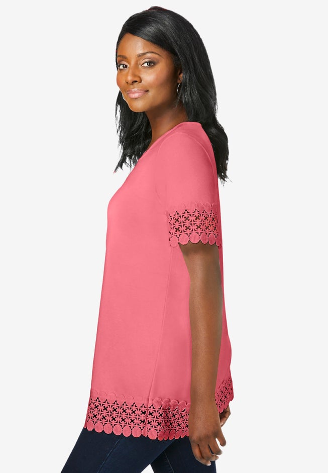 Stretch Cotton Crochet Trim Tunic image number 2