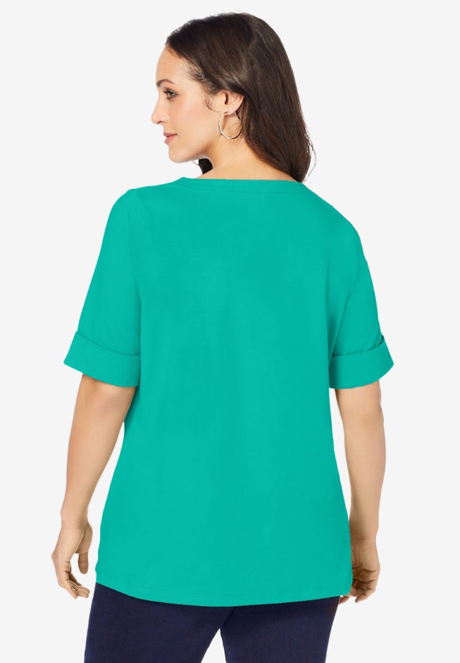 Stretch Cotton Cuff Tee image number 1