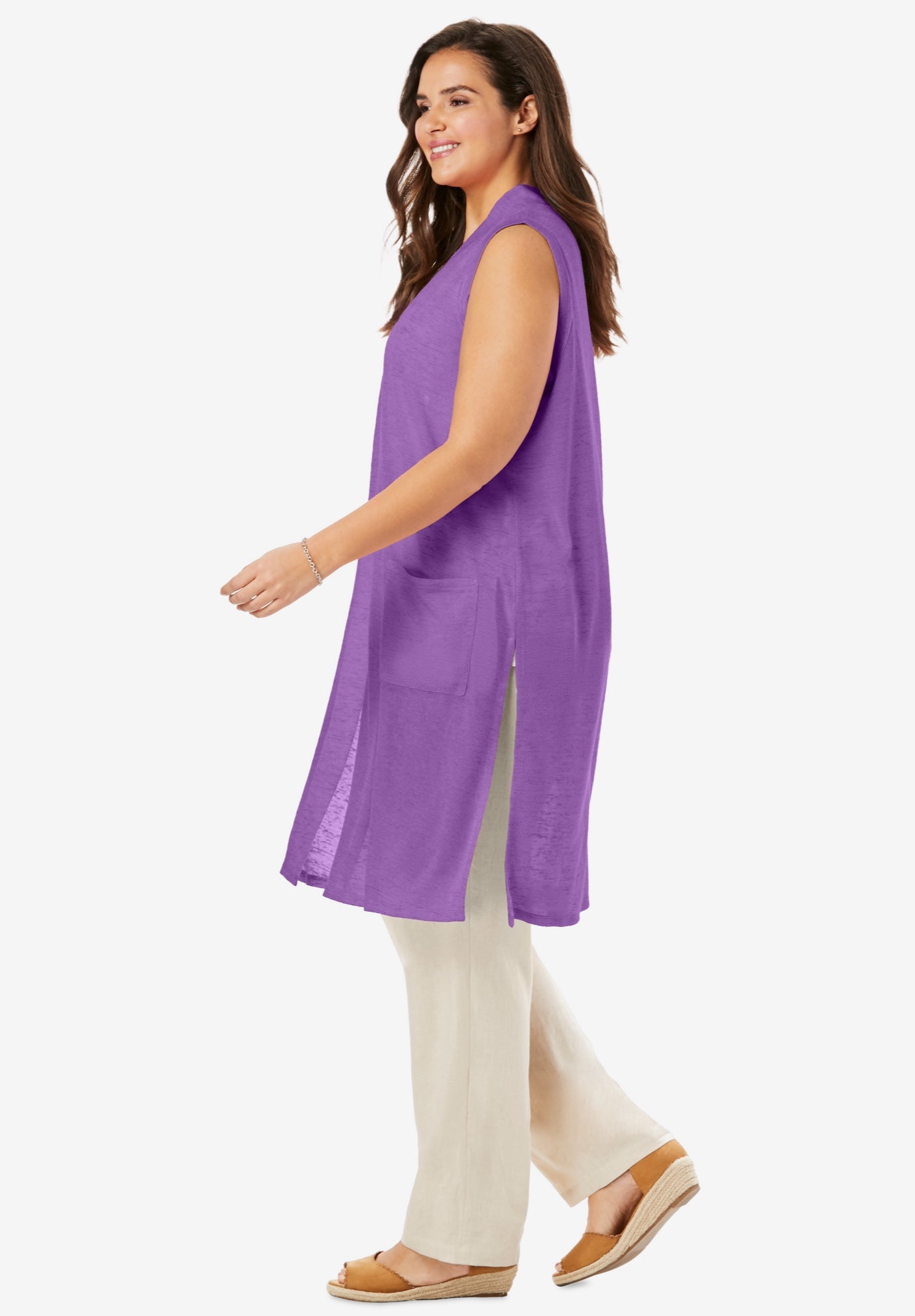 Lightweight Linen Vest Sweater image number 2