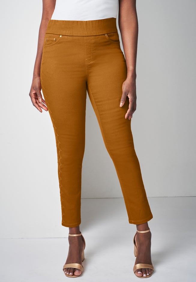 Comfort Waist Scalloped Ankle Jean image number 2