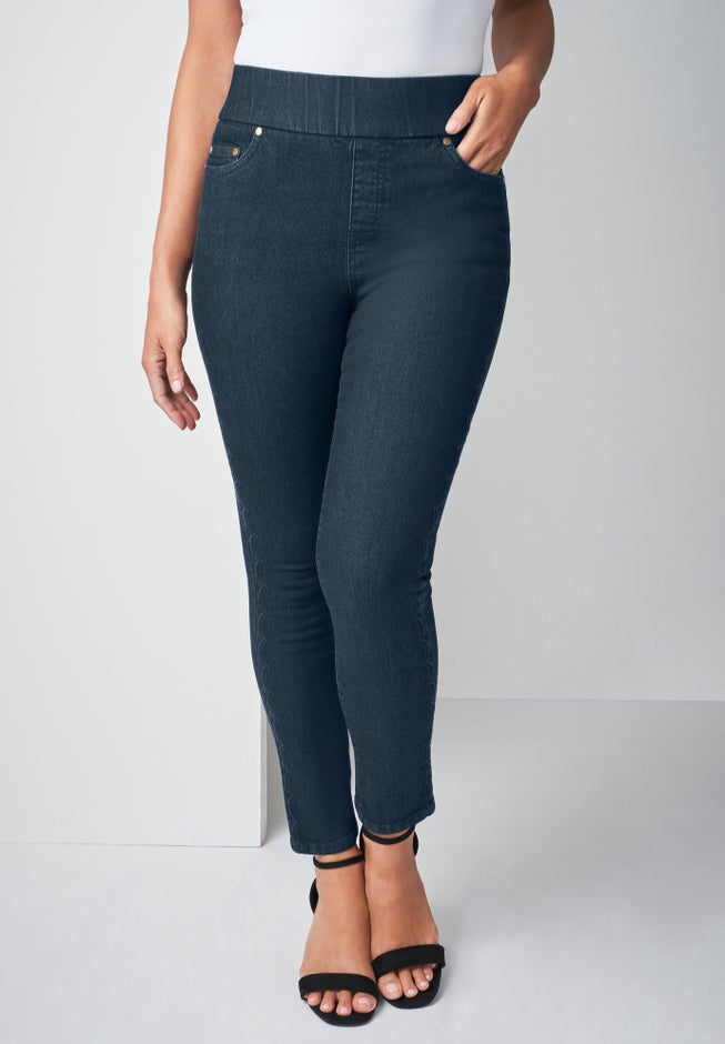 Comfort Waist Scalloped Ankle Jean image number 2